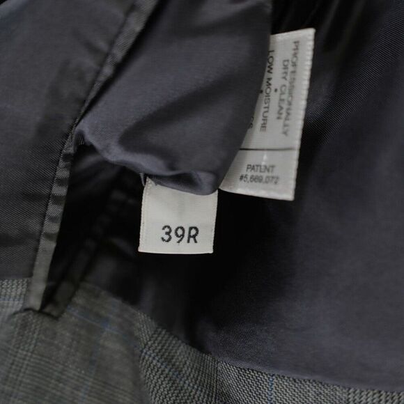 Hart Schaffner Marx Wool Gray Glen Plaid W/ Blue Windowpane Blazer 40R 2 Button - Picture 8 of 12